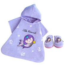 Milk&Moo Kids Poncho and House Slippers Little Mermaid