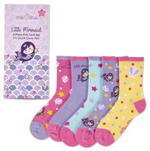 Milk&Moo Little Mermaid 5-Pack Kids Socks, Size 27-30, Playful Design 