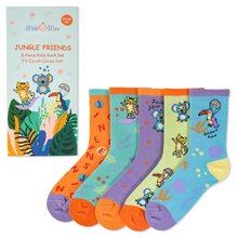 Milk&Moo Jungle Friends 5-Pack Kids Socks, Size 27-30, Soft and Durable Fabric 
