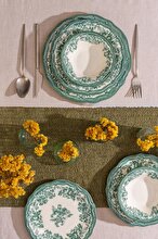 Porser Velour Green Fulya Dinner Set 24 Pieces