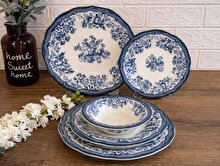 Porser Velour NAVY Fulya Dinner Set 24 Pieces