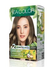 SEA COLOR AMMONIA FREE  HAIR DYE KIT 8.0