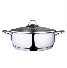 Serenk Modernist Stainless Steel Saute Pan, 2.64 Q Cooking Pan, Dishwasher Safe