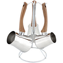 Serenk Definition 4 Pieces Stainless Steel Coffee Pot Set with Stand, 2-3-4 Cups