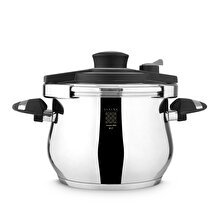 Serenk 6L Stainless Steel Pressure Cooker, Dishwasher Safe, Induction Compatible, Safety Lock