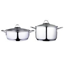 Serenk Modernist Cookware Set Saute Pan Stock Pot, 4 pcs, Stainless Steel