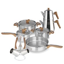 Serenk Definition 15-Piece Stainless Steel Cookware Bridal Set - Pot, Teapot, and Coffee Pot
