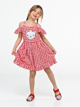 Casabony Plaid Girls' Dress with Ruffled Sleeves - 3 Years