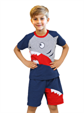 Casabony Navy Shark Boys' Shorts Set - 3 Years