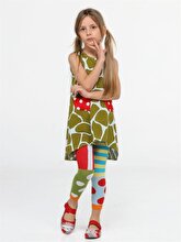 Casabony Green Patterned Tunic + Socks Leggings Set 3 YEARS
