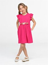 Casabony Fuchsia Floral Girls' Dress - 3 Years