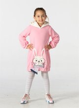 Casabony Bunny Soft Hooded Pink Girls' Dress - 3 Years