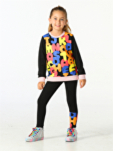 Casabony Alphabet Patterned Girl Sweatshirt Set 3 YEARS