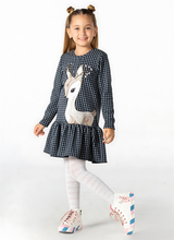 Casabony Plaid Ceylan Navy Ruffled Girls' Dress - 3 Years