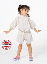 Casabony Ecru Linen Girls Shorts + Tunic Set 3 YEARS