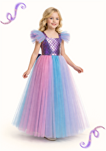 Casabony Mermaid Layered Tulle 3d Evening Dress Girl Child Dress 3 YEARS