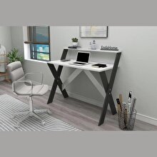 Enda Home X Legged Study Desk with Shelf 50x90 cm Anthracite - White