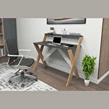 Enda Home X Legged Study Desk with Shelf 50x90 cm Pine - Anthracite