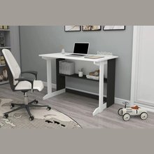 Enda Home Large Desk with Pillar Library 100x56 Cm White - Anthracite