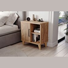 Enda Home Rose 3 Compartment Bedside Table with Lid Atlantic Pine