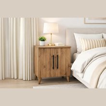 Enda Home Lumen Classic Bedside Table with 2 Doors and Shelves Atlantic Pine
