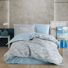 Hobby Dasiy Gray Single Quilted Duvet Cover Set