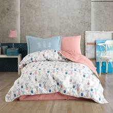 Hobby Paradise Blue Single Quilted Duvet Cover Set