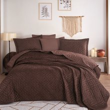 Hobby Silvana Ribbed Velvet Bedspread - Geometric - Russet Brown