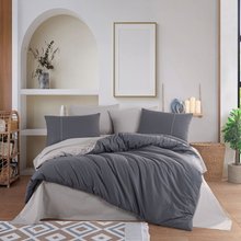 Hobby Diamond Anthracite-Beige – Poplin Single Duvet Cover Set – 2 Pillowcases