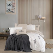 Hobby Mimoza Linen Double Trousseau Set – Anthracite