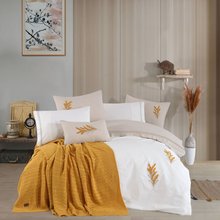 Hobby Mimoza Linen Double Trousseau Set – Mustard