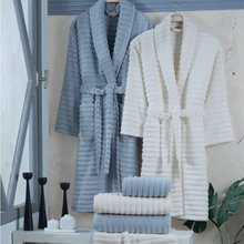 Hobby Vedra – Cotton Bathrobe Set – Cream Aqua