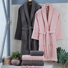 Hobby Vedra – Cotton Bathrobe Set – Powder Dark Gray