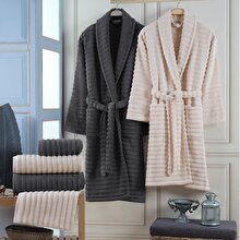 Vedra - Cotton Bathrobe Set in Kum Koyu Gri (Sandy Dark Grey)