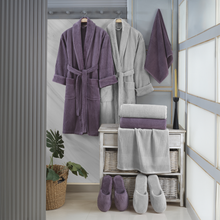 Hobby Lussa - Cotton Bathrobe Set - Purple Grey