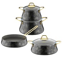 Brioni Marble 7-Piece Nonstick, Scratch-Resistant Black Granite Cookware Set