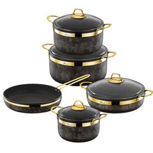 Brioni Royal Stone 9-Piece Sandstone & Gold Stone Granite Cookware Set