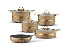 Selection Plus 9-Piece Nonstick, Scratch-Resistant Granite Cookware Set – Cream