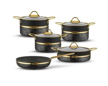 Selection Plus 9-Piece Nonstick, Scratch-Resistant Granite Cookware Set – Black