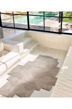 Koza Carpet Boulder Hand Knitted Square Beige Cotton Washable Carpet Rug Balcony Terrace Living Room Corridor Carpet Wicker Carpet 69588 120 x 180