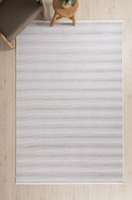 Koza Halı Stripe Cream Rug Non-Slip Base Living Room Living Room Entrance Carpet 33014A 60 x 100
