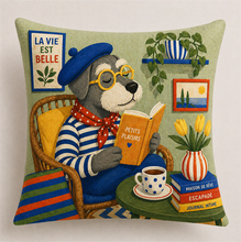 Markaev Cafe Moments Old Dog Throw Pillow Cover