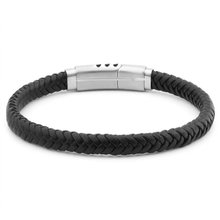 Welch Men's Welch Men's Stainless Steel Leather Bracelet