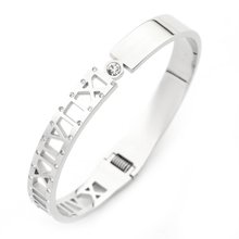 Welch Women's Welch Stone Detailed Roman Numeral Women's Stainless Steel Bracelet