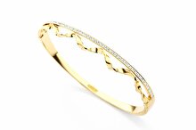 Welch Women's Welch Gold Stone Detailed Twisted Women's Stainless Steel Bracelet