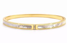 Welch Steel Welch Women's Gold Stainless Steel Enamel Bracelet
