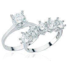 Welch Silver Welch 925 Sterling Silver White Five-Stone and Solitaire Ring Set