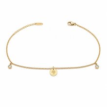 Welch Steel Welch Gold Stainless Steel Stone Detailed Anklet