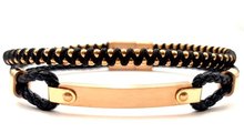 Welch Steel Welch Men's Rose Stainless Steel Beaded Leather Bracelet