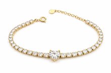 Welch Steel Welch Gold Stainless Steel Heart Tennis Bracelet